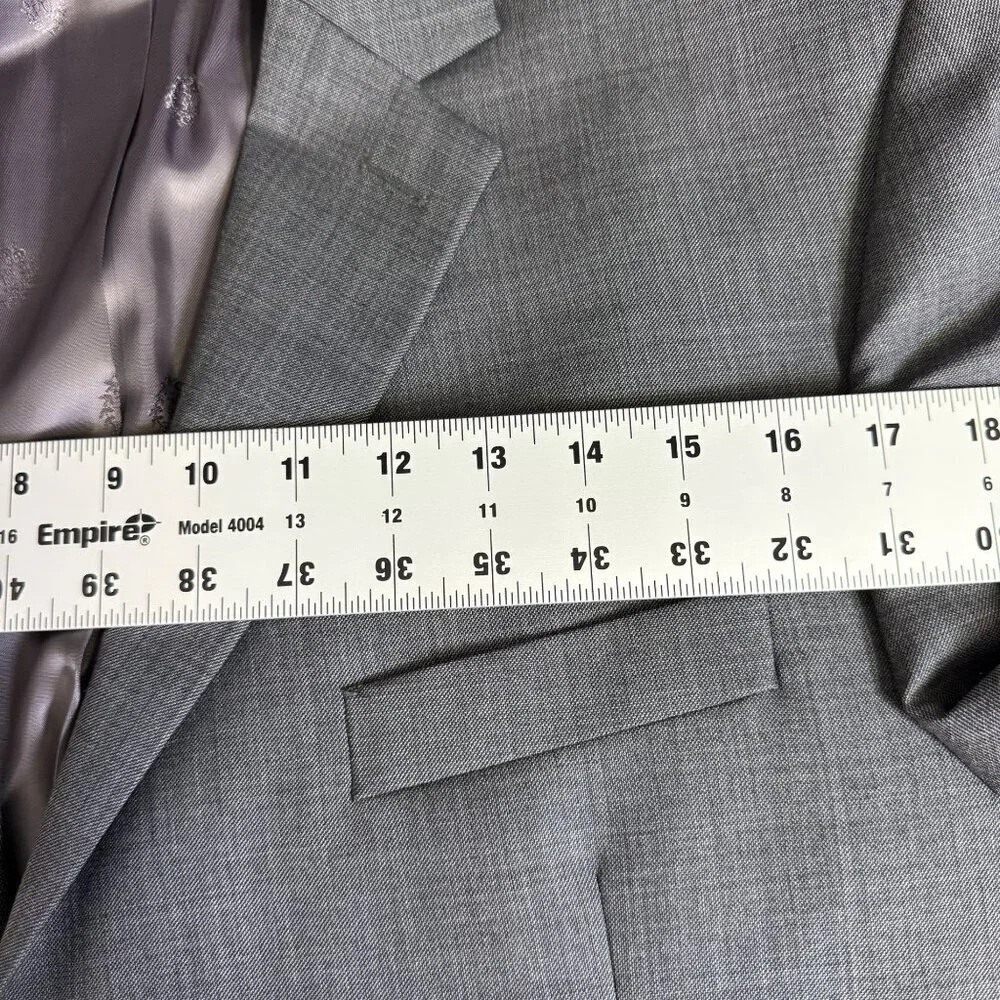 Ralph Lauren Mens Gray Blazer Jacket 44S 2-Button Wool Blend Lined Career